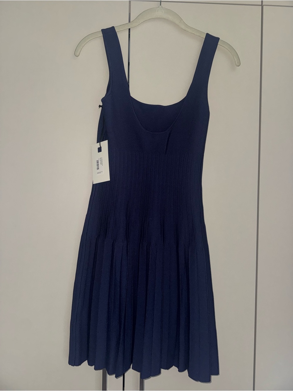 STAUD Navy Pleated Midi Dress - Picture 4 of 4